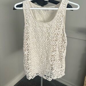 Caslon Cream Crochet Overlay Tank